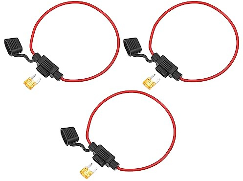 X AUTOHAUX 3 Set DC 12V 16AWG ATC Inline Mini Fuse Holder with 5A Mini Fuse