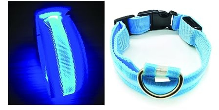 PARENCE.- Upplyst hundhalsband storlek S, 3 belysningslägen/LED-hundhalsband för djur med lås och klämstängning - 40cm, blå