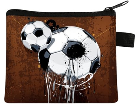 FAVORTALK Coin Purse Small Coin Purse for Boys Mini Coin Pouch with Zipper for Son Soccer Change Holder Canvas Coin Pouch for Credit Card ID Card Keys Headset, 13718