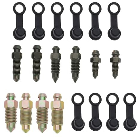 ECSiNG 10 Stück Hohlbolzen Entlüftungsschraube M6 x 1 mm M7 x 1 mm M8 x 1,25 mm M10 x 1 mm M10 x 1,25 mm mit Gummikappe für Motorradbremszylinder Auspuffschraube Ersatz