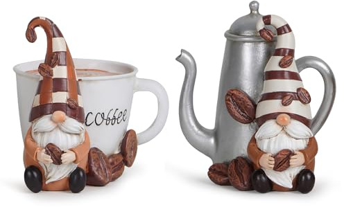 Hodao 2 gnomi da caffè, accessori decorativi svedesi Tomte gnomi statuette per caffè party vassoio a più livelli gnomi da collezione decorazione da tavolo decorazioni per la cucina per la casa