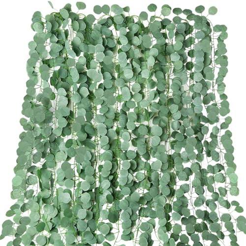MACTING 15er Pack Efeu Künstlich Eukalyptus Girlande, 210cm Länge Gefälschte Reben für Zimmer und Garten Wand Dekoration Innen Außen Hochzeit Party Wanddekoration Küche Hochzeit Balkon Dekoration