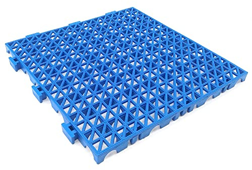 18 Losetas PVC Reforzadas Azul ≈2m² Antihumedad Garajes y almacenes | Paso de coches y maquinaria. Evita resbalones. Drenaje eficaz. Ideal trasteros, sótanos, bodegas, despensas y zonas húmedas.