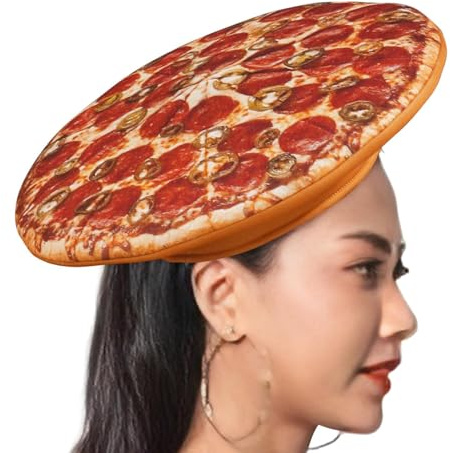 Food Hats Pizza - de fiesta con sombrero loco, sombreros de pizza para adultos, sombrero de disfraz de pizza realista | Cómodos sombreros de decoración para fiesta de pizza, disfraz de sombrer