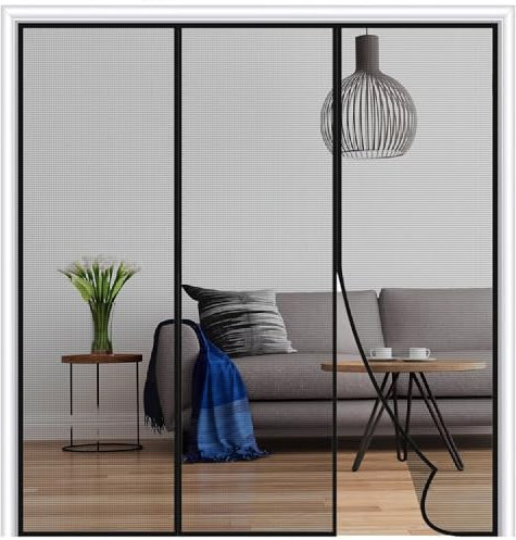 InsektenschutztüR füR Balkon 200x195cm Schwarz Magnete für Fliegengitter Magnet Fliegengitter Balkontür Fliegenvorhang HäNde Frei