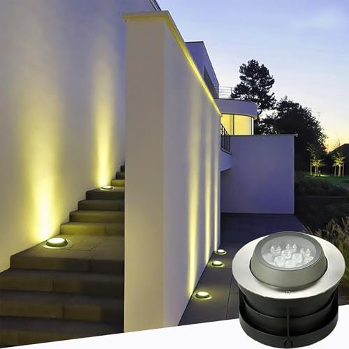 Faretti - Luci Interrate For Esterni - Luci Paesaggistiche A LED Da Terra, Lampada Da Terra Da Giardino Ad Angolo Regolabile CA 24V, Faretto Polarizzato Da Terra Incorporato Impermeabile IP67(White,6W