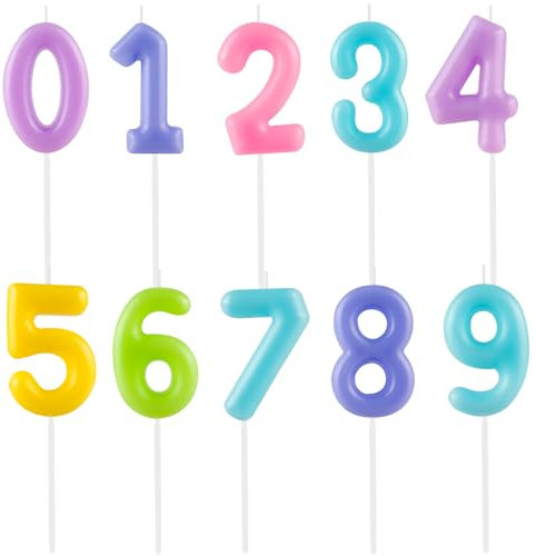 Macaron 10pcs Pastel Numeral Birthday Candles - Cake Numeric Candles Number 0 1 2 3 4 5 6 7 8 9,Used for Cake Decoration on Boys Girls Birthday Party