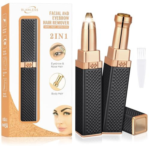 LOPHE Epilatore per il viso da donna, 2 in 1 Rasoio elettrico femminile, rasoio per sopracciglia ricaricabile, dispositivo per capelli labbra con luce LED, Epilatore senza dolore per corpo (nero)