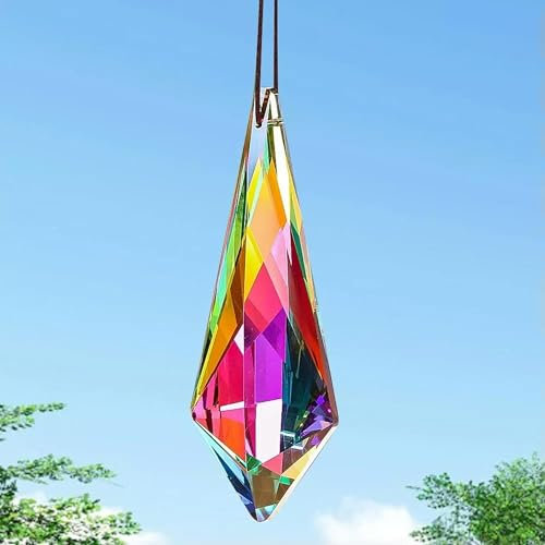 Suncatcher 120MM Colorful Horn Crystal Prism Pendant Feng Shui Faceted