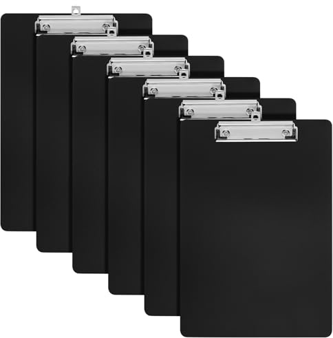 7 Stück Klemmbrett A4, Clipboard A4 Klemmbrettmappe mit Clip, Kunststoff Klemmbretter, Schreibbrett Zwischenablage Schreibblock für Büromaterial, Schwarz