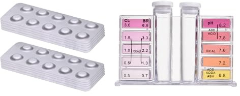 Tabletas De Prueba De Agua | 100pcs Pool & SPA Agua De Agua Strips | Probador De PH De De Cloro De Bañera De Hidromasaje | Kit De Prueba 6 En 1 para Dureza, Alcalinidad, Ácido Cianúrico |