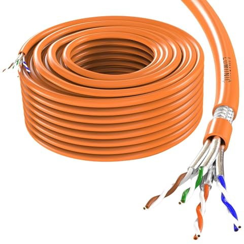 Lumonic CAT7 Cable de red S/FTP 20m | Cable de Instalación AWG 23 | 100% Cobre OFC | 10 Gbit/s | sin halógenos | 600 MHz | LAN Cable, Ethernet Cable