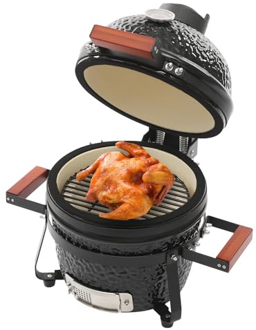 Kamado Grill, 50 x 47 cm, barbecue in ceramica, per picnic e patio, barbecue in ceramica, per piccole grigliate, picnic, barbecue, campeggio