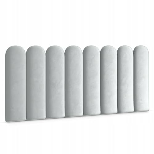 Muralo Pannello Imbottito da Parete Magic Velvet - 30x100 cm, Grigio chiaro | Cuscino da parete trapuntato in velluto, effetto 3D, montaggio a parete con colla, ideale come testiera del letto o schienale