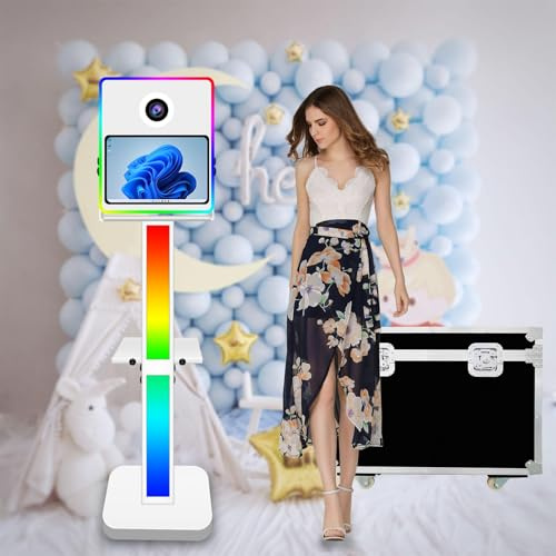 VANYA DSLR Fotobox Maschine mit 15.6 Zoll Touchscreen, Tragbare Photobooth Selfie Fotobooth, Fotokabine mit Mini PC Flightcase,Foto Box Für Hochzeiten Feiern Partys (White, Photo Booth)