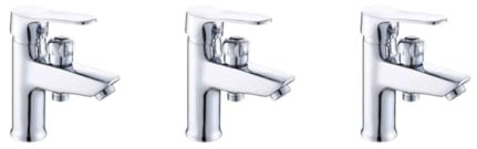 Modernes Doppelwaschtisch-Wasserhahn-Set, weicher Durchfluss, Kupfer, Badezimmer-Zubehör, einfache Installation, verzinkte Oberfläche, 3-teiliges Wasserhahn-Set für stilvolles Waschbecken-Upgrade.