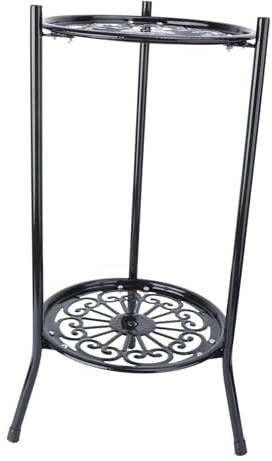 VICASKY Support pour Fleurs à Double Noir à Couche Métal Maison et Bureau | Surface Lisse, Soudure Ferme, Rangement Facile, Usage Intérieur Extérieur, Présent pour Pendaison de Crémaillère