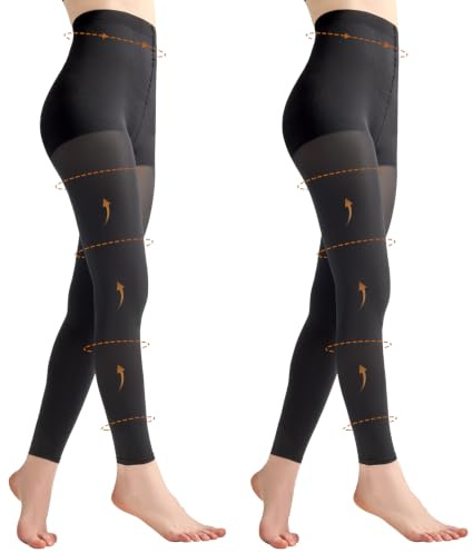 Yilanmy 2 Paar Kompressionsstrumpfhose Damen 80D Blickdichte Shape Strumpfhosen Zehenfreie Stützstrumpfhose Bauchweg Figurformende Feinstrumpfhosen