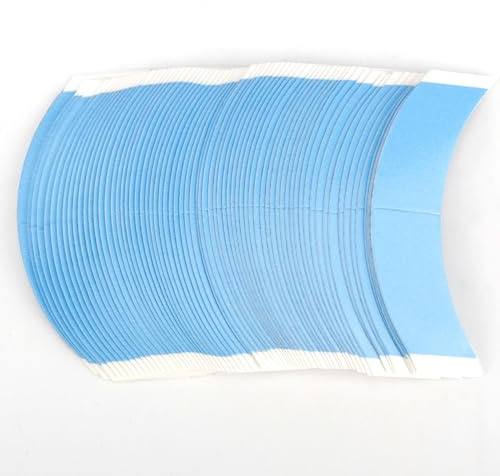 72uds Cintas Adhesivas para Pelucas Encaje, Invisibles e Impermeables Cinta de Doble Cara para Pelucas Encaje con Adhesivo Fuerte por Postizos y Extensiones de Cabello Largos Cortos (Curva Ancha)