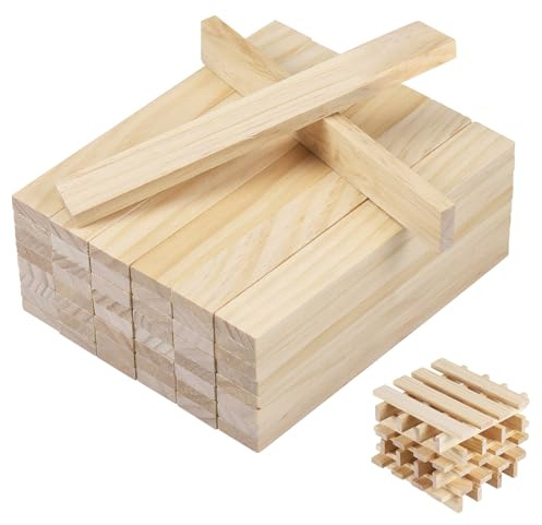 Zocipro 50 Stück Holzklötzchen zum Basteln,160 x 22 x 8mm Holz zum Basteln | Bastelholz klötzchen Holzbausteine Bastelklötzchen Hölzchen 16cm für Heimwerkerprojekte und DIY Deko Schnitzen
