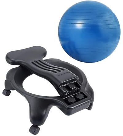 SRNSAEB Yoga Balance Ball Stuhl Höhenverstellbarer Balanceball-Stuhl für Erwachsene, Büro, Gewerbe/Zuhause, Yogaball-Sitzbank mit Rückenlehne, Fitnessball-Stuhl, ergonomisch und(Blue)