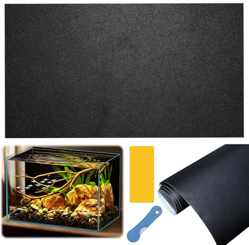 LYPPUL Statisch Haftender Aquariumhintergrund, 40 X 200CM Aquarium Rückwandfolie, Aquarium Folie Rückwand, Aquariums Hintergrundfolie, Aquarium-Tapetendekorationen Schwarzer Hintergrund Für Aquarien
