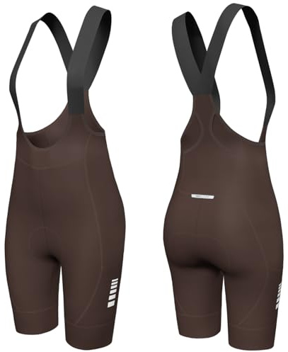 Wulibike Radlerhose Damen Gepolstert mit träger Elastische Frauen TräGerhosefahrradhose Atmungsaktive Fahrradbekleidung 3 Staschen Rennrad Und Bike MTB Kaffee M