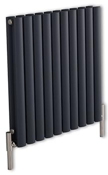 MILANO Anthracite Horizontal Double Oval Panel Aluminium Radiator 600600mm