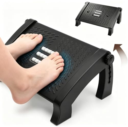 Kezidhp Reposapies de Oficina, 6 alturas ajustables de Reposa Pies Trabajo Oficina, antideslizante, con superficie de masaje, ergonómico para mayor comodidad