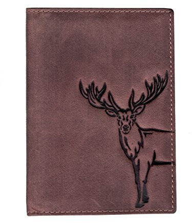 Jockey Club Leder Etui Hülle Dokumenten Mappe für Schwerbehindertenausweis, Reisepass, Waffenschein, Jagdschein usw. Hirsch