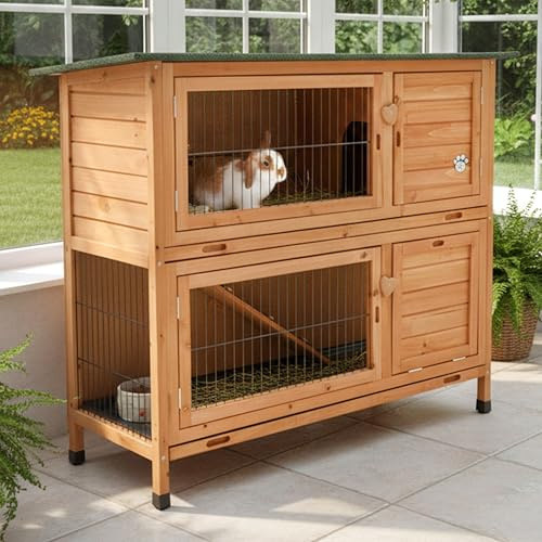 Rabbit Hutch 4ft Hide Rabbit Run Guinea Pig House by Cozy Pet Ferret Cage Rabbit Hutches in Natural RH04N