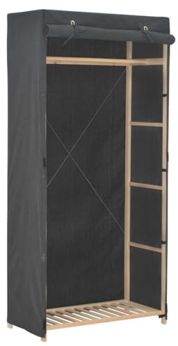 vidaXL Kleiderschrank Stoffschrank Garderobenschrank Garderobe Schrank Schlafzimmerschrank Schlafzimmer Wohnzimmer Grau 79x40x170 cm Stoff