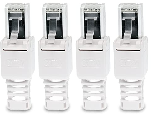 4 Stück Netzwerkstecker werkzeuglos CAT6A RJ45 LAN UTP Kabel Stecker ohne Werkzeug werkzeugfrei CAT6 CAT5 CAT7 Verlegekabel Patchkabel Netzwerkkabel Toolless Modular Plug Connector Crimpstecker
