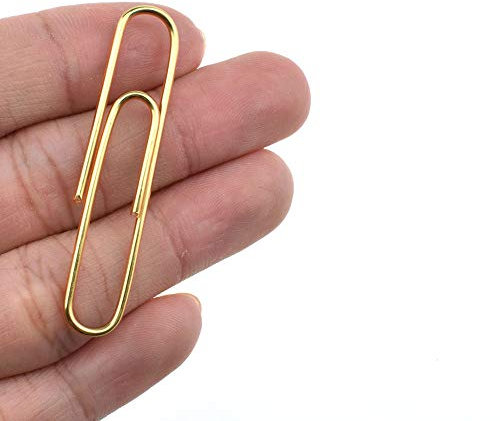 HAHIYO Büroklammern, groß, 5,1 cm lang, goldfarben, Vinylbeschichtung, verhindert Kratzen, Reißen der Seiten, robust, für Lesezeichen, Organisieren Zuhause, Büro, Schule, 80 Stück
