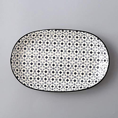 LKYU SaucerRestaurant Ceramic Fish Dish Large Oval Plate Household Dish Plate Steamed Fish Dish-7