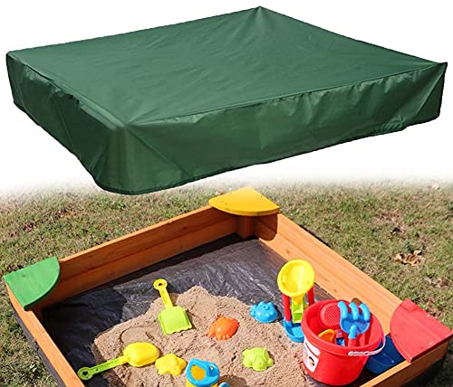 COOSOO Sandbox Cover Waterproof with Drawstring Sandbox Protective Square with Elastic Dust Protection for Sandpit Pool Toys Indoor Outdoor Garden Green