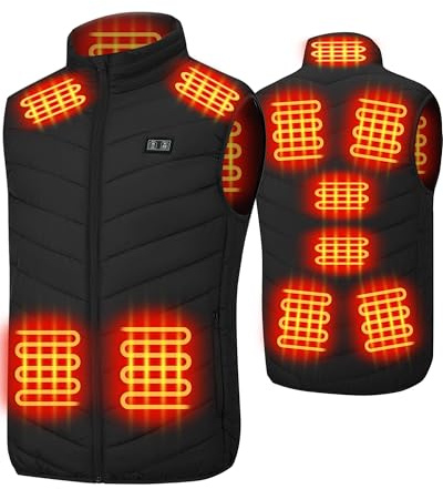 Gilet chauffant électrique USB pour extérieur, moto, camping, pêche, ski, noir, 4X-Large