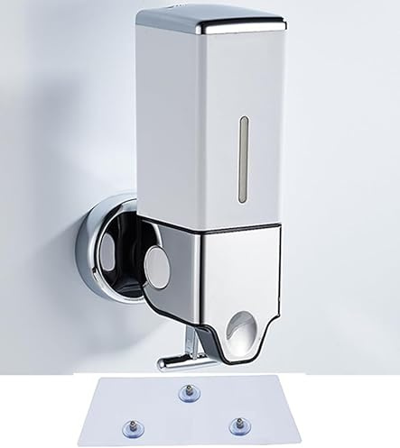No Drill Manueller Presskopf an der Wand befestigter Seifenspender, Dusch- und Lotionspender für Zuhause, Bad, Küche, Hotels, Restaurants (Silber, 500ml)
