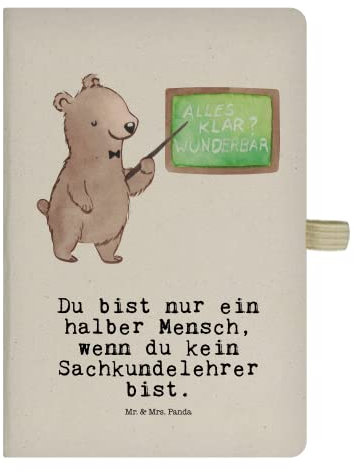 Mr. & Mrs. Panda DIN A4 Baumwoll Notizbuch Sachkundelehrer Herz - Geschenk, Schreibbuch, Unterricht, Grundschule, Adressbuch, Mitarbeiter, Kollegin,