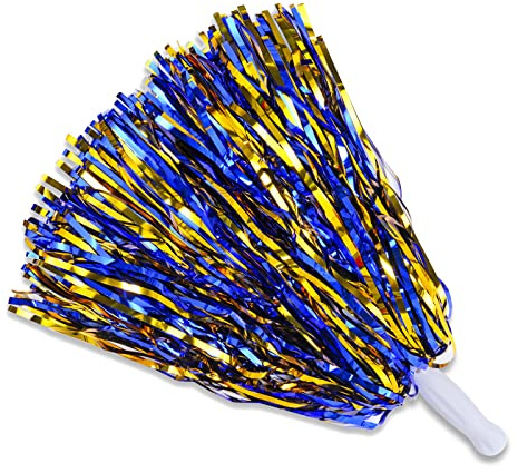 baotongle 12 Stück Cheerleading Squad Spirited Fun Poms Pompons Cheer Kostüm Zubehör für Party Tanz Sport (Blau Gold)