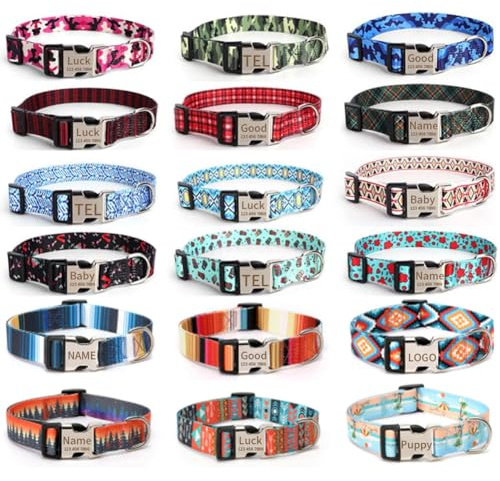 YOUALSO Personalisiertes Hundehalsband, personalisierbar, mit Gravur Namensschild-ID-Tag, XS, M, L, verstellbar, für Katzen, Haustiere, Welpen, Kätzchen