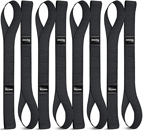 Haccoplanet 8-pack mjuka remmar för motorcyklar, 4 x 43 cm 4 535 kg brythållfasthet, kraftiga knytöglor för att säkra ATV, UTV, dirtbike, gräsmatta och trädgårdsutrustning (svart)