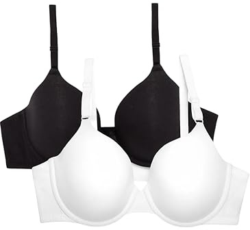Fruit of The Loom Womens T-Shirt Bra, White/Black Hue, 36C US