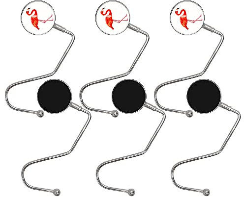 WYAN Handtaschen Haken-6 Stück Tragbare Tischhaken für Handtaschen,Geldbörsen-Haken,für Frauen Mädchen Taschenhalter(Flamingo-Druck)