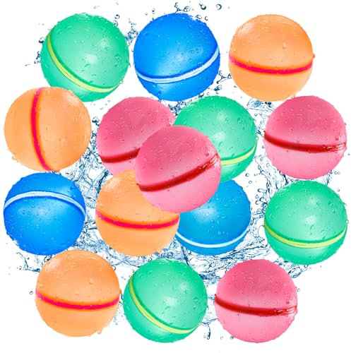 Wasserbomben Wiederverwendbar Selbstschließend: 15 Stück Wiederverwendbare Wasserballons Magnetisch - Outdoor Sommer Spielzeug ab 3-12 Jahre Mädchen Junge, Ostern Geschenke für Kinder ab 3 Jahre