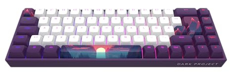 Dark Project 68 SUNRISE Mechanische Gaming-Tastatur, ISO-Mehrsprachig, G3MS Sapphire Greased Switches, gefettete Stabilisatoren, 68 Tasten 65%, Hot-Swap, RGB, Lila/Weiß