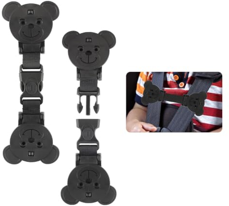 QOPAHI Lock Strap Anti Escape, Bear-Shaped Baby Harness Chest Clip Safety Clip, Prevent Children/Kids Taking Their Arms Out of Child High Chairs/Strollers/Baby Reins(2 Pack)