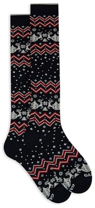 Gallo Calze lunghe donna cotone blu fantasia greca natalizia