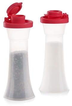 TUPPERWARE Mini 10.2 cm Sanduhr Salz- und Pfefferstreuer rote Dichtung