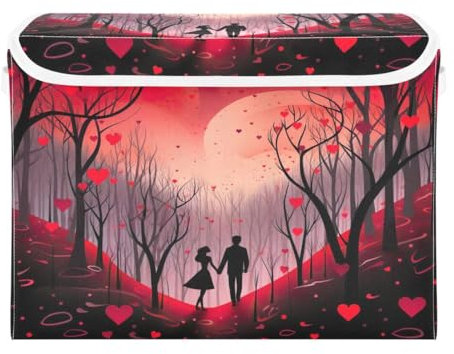 JUMBEAR Contenitori pieghevoli per San Valentino, coppie, con coperchio, in tessuto, per camera da letto, ufficio